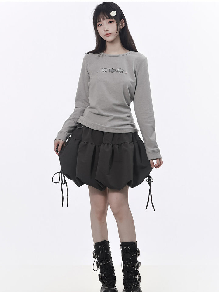 Kawaii Mouse Graphic Long Sleeve Top