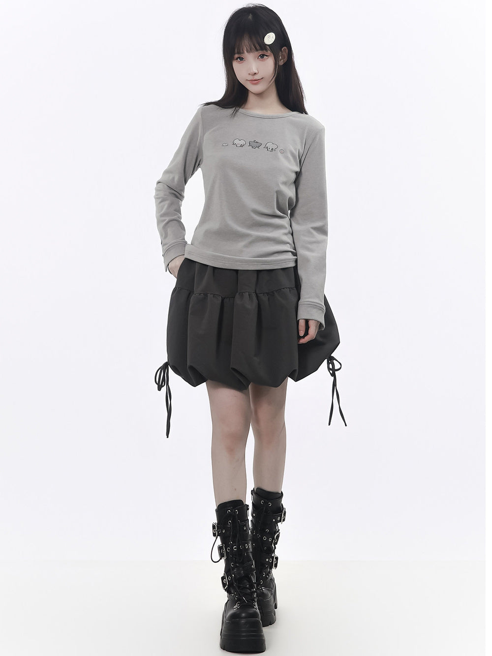 Kawaii Mouse Graphic Long Sleeve Top