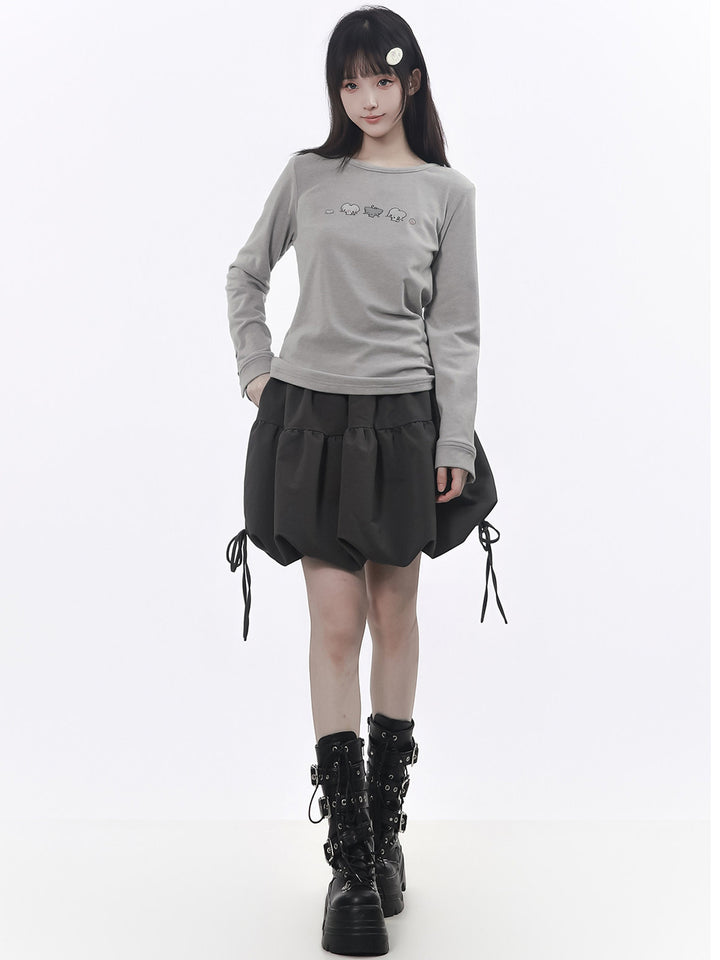 Kawaii Mouse Graphic Long Sleeve Top