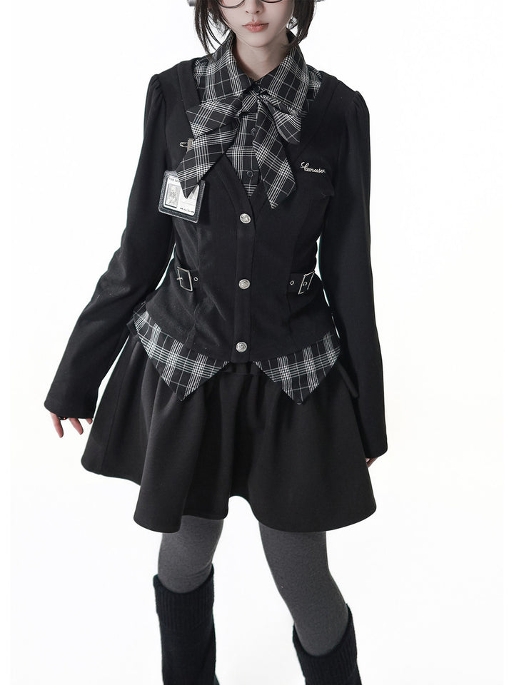 Preppy Plaid Faux Two-Piece Shirt