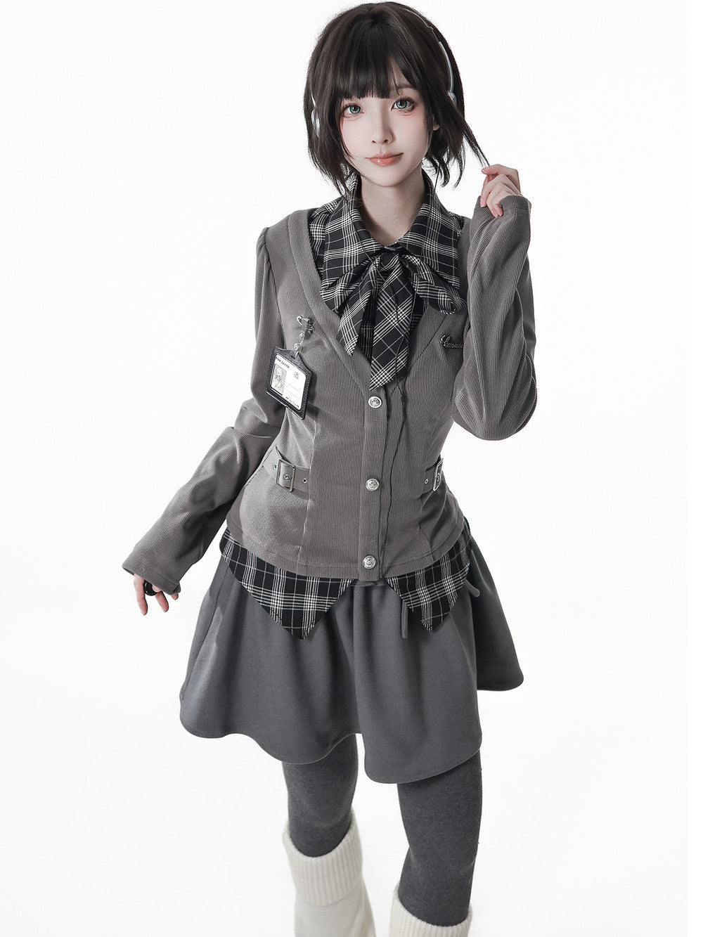 Preppy Plaid Faux Two-Piece Shirt