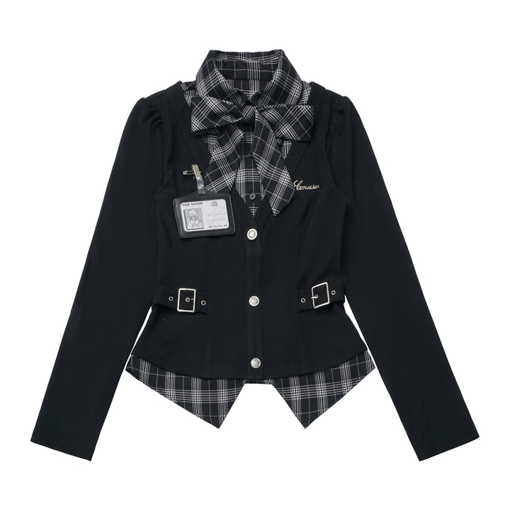 Preppy Plaid Faux Two-Piece Shirt