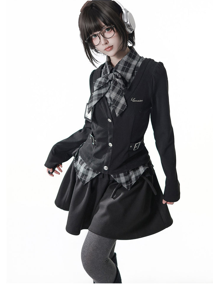 Preppy Plaid Faux Two-Piece Shirt