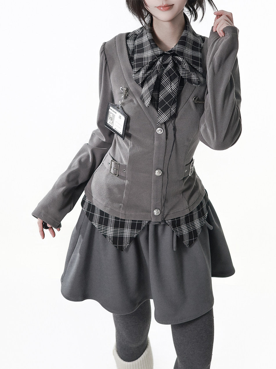 Preppy Plaid Faux Two-Piece Shirt