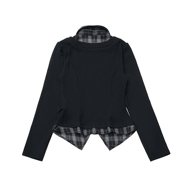 Preppy Plaid Faux Two-Piece Shirt