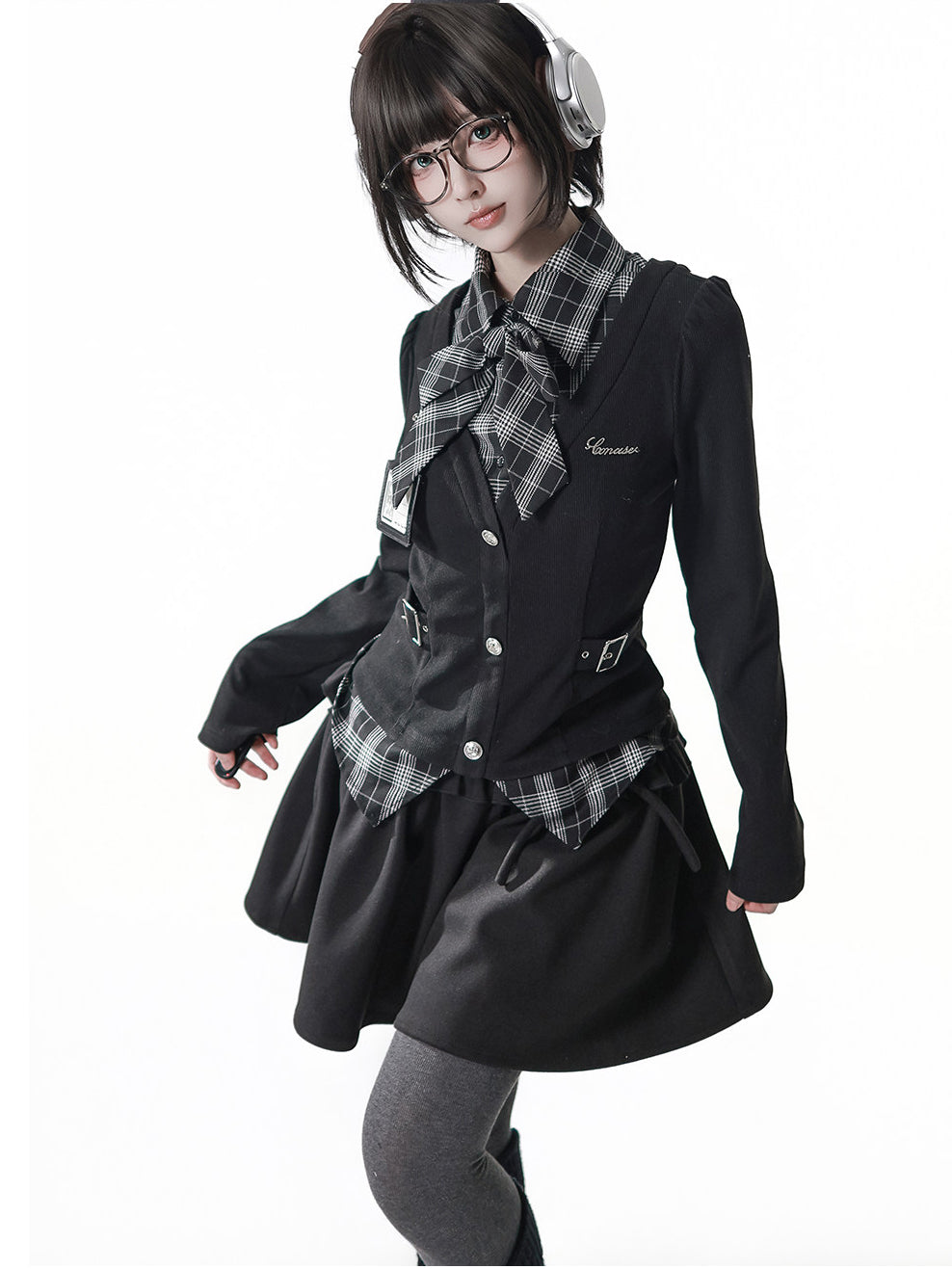 Preppy Bow Ruffle Mini Skirt