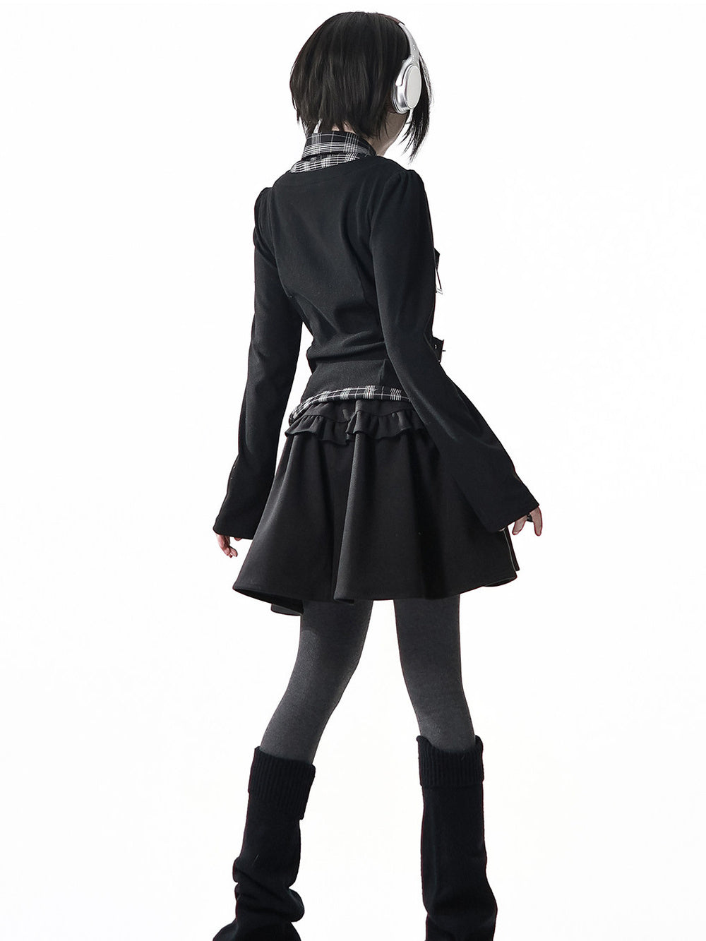 Preppy Bow Ruffle Mini Skirt