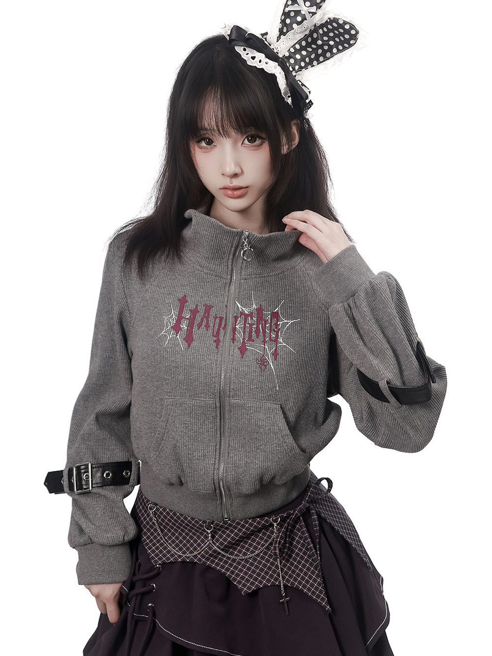 Gothic Buckle Sleeve Zip Jacket