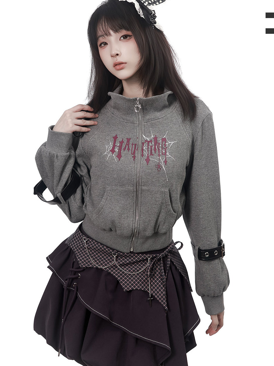 Gothic Buckle Sleeve Zip Jacket