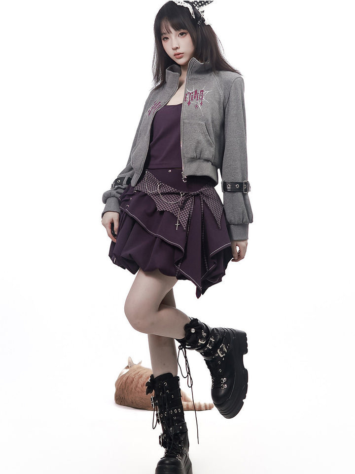 Gothic Buckle Sleeve Zip Jacket