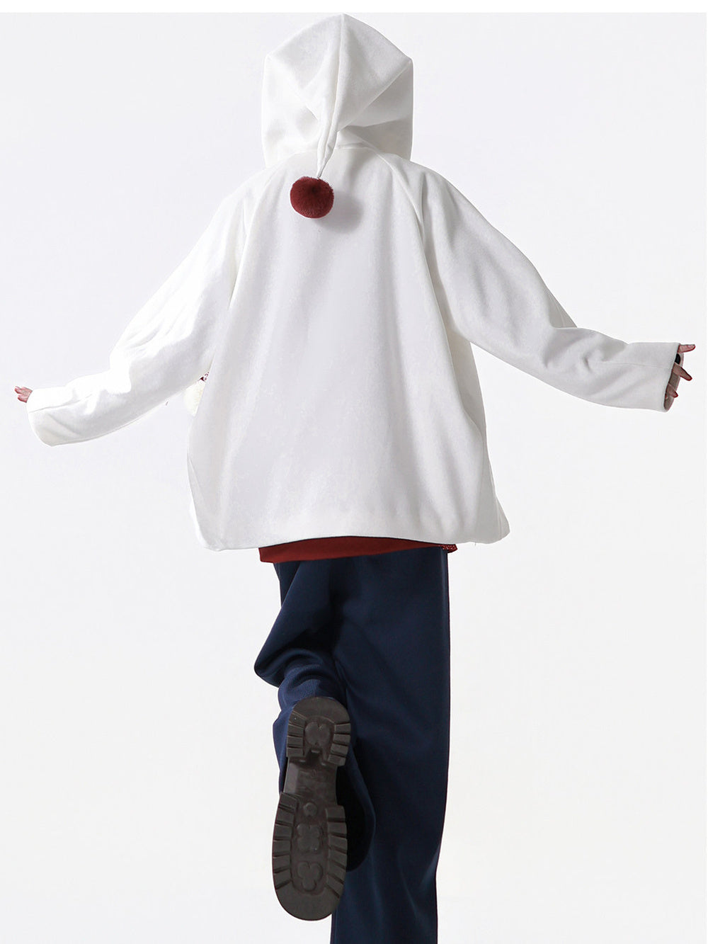 Whimsical Pom-Pom Hooded Jacket