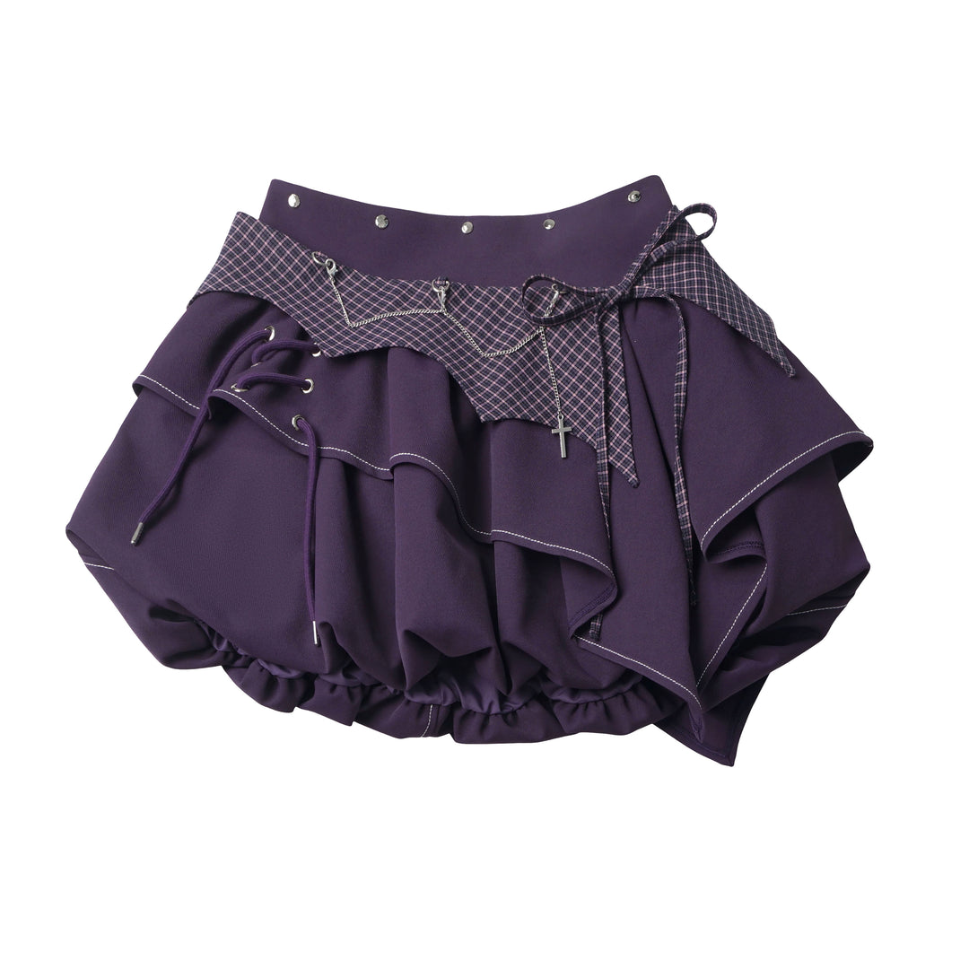Gothic Plaid Bubble Mini Skirt