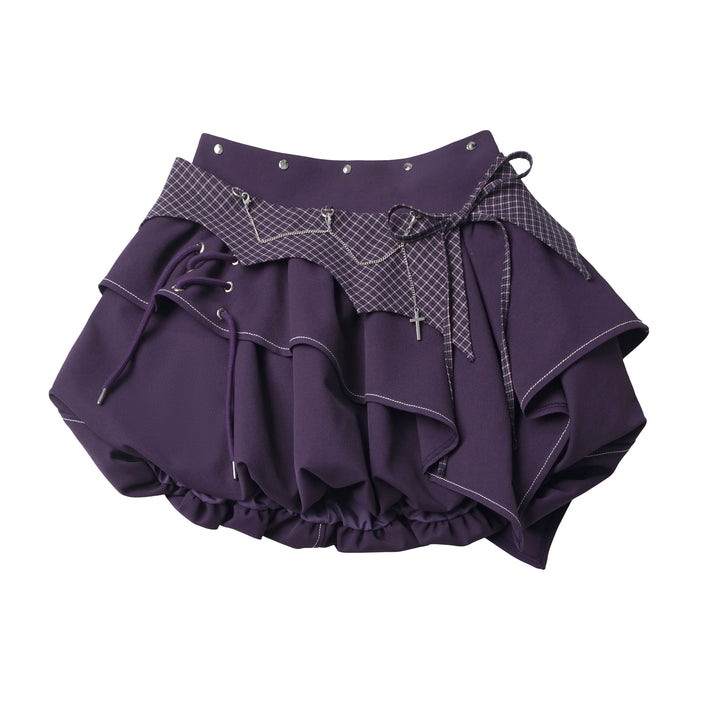 Gothic Plaid Bubble Mini Skirt