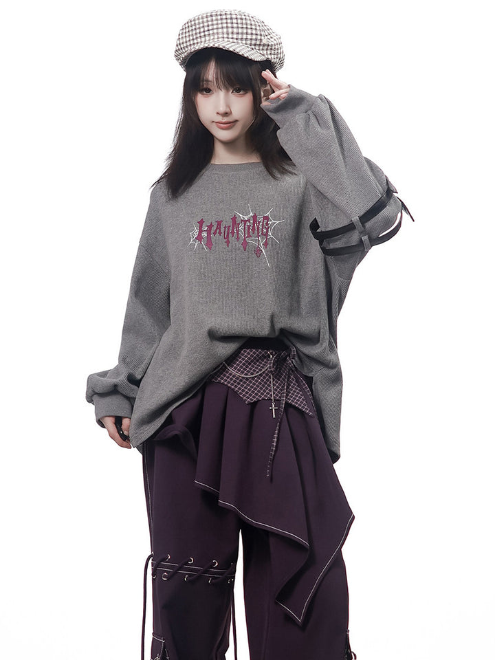 Gothic Spiderweb Graphic Sweatshirt