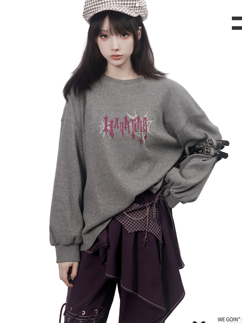Gothic Spiderweb Graphic Sweatshirt