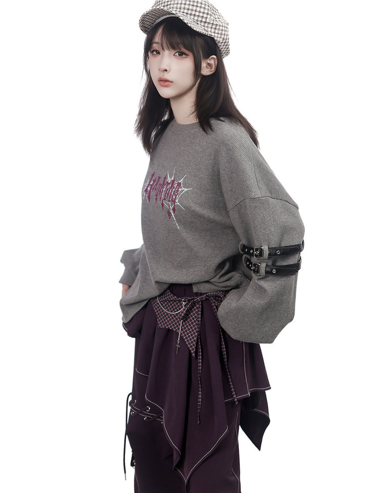 Gothic Spiderweb Graphic Sweatshirt