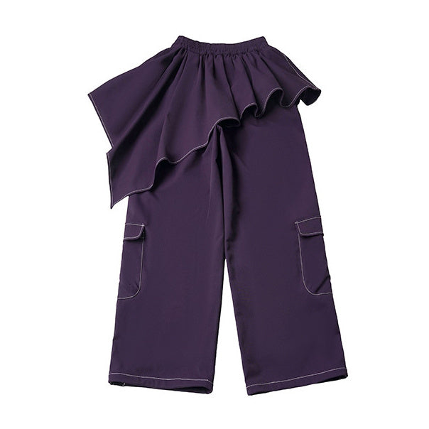 Gothic Skirt-Overlay Wide Leg Cargo Pants