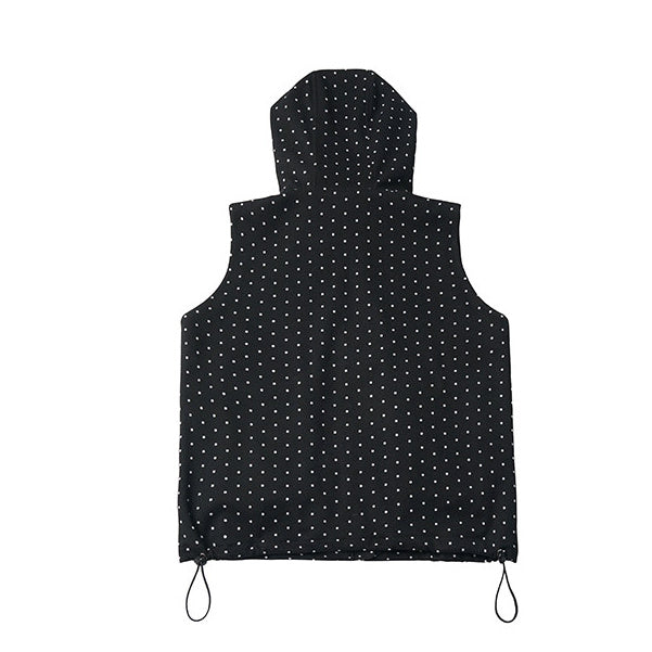 Polka Dot Lace-Up Hooded Vest
