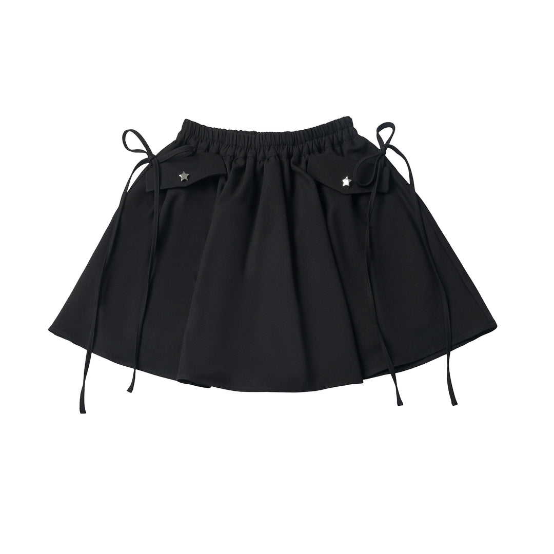 Star-Stud Bow Mini Skirt