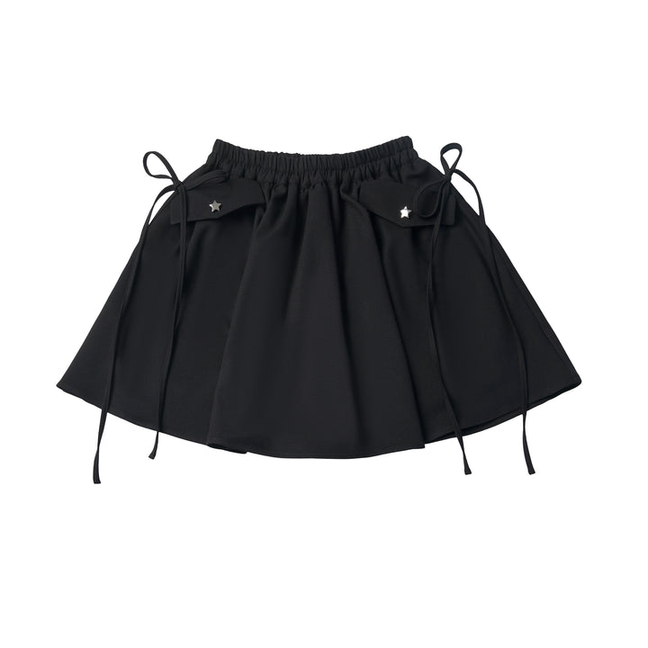 Star-Stud Bow Mini Skirt