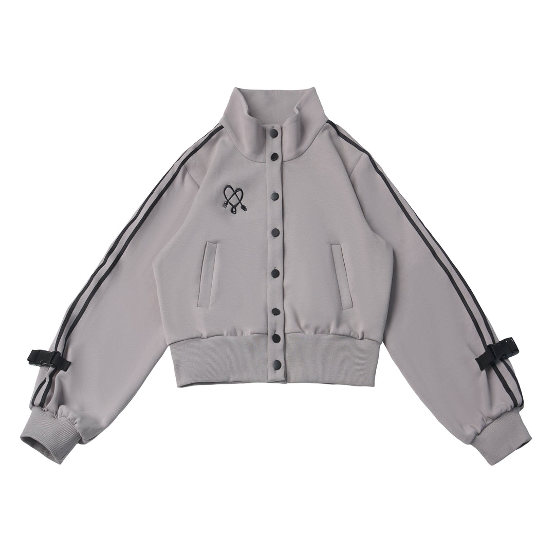 Buckle Sleeve Cropped Track Jacket