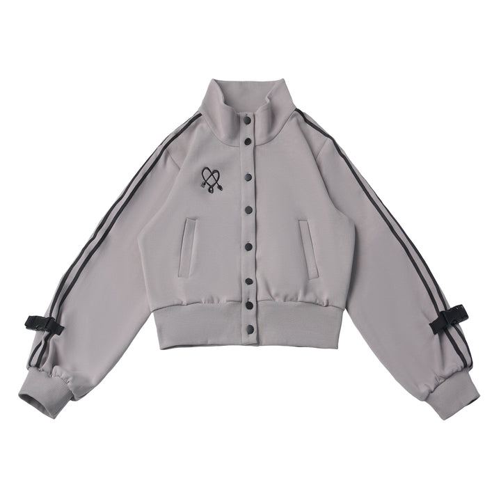 Buckle Sleeve Cropped Track Jacket