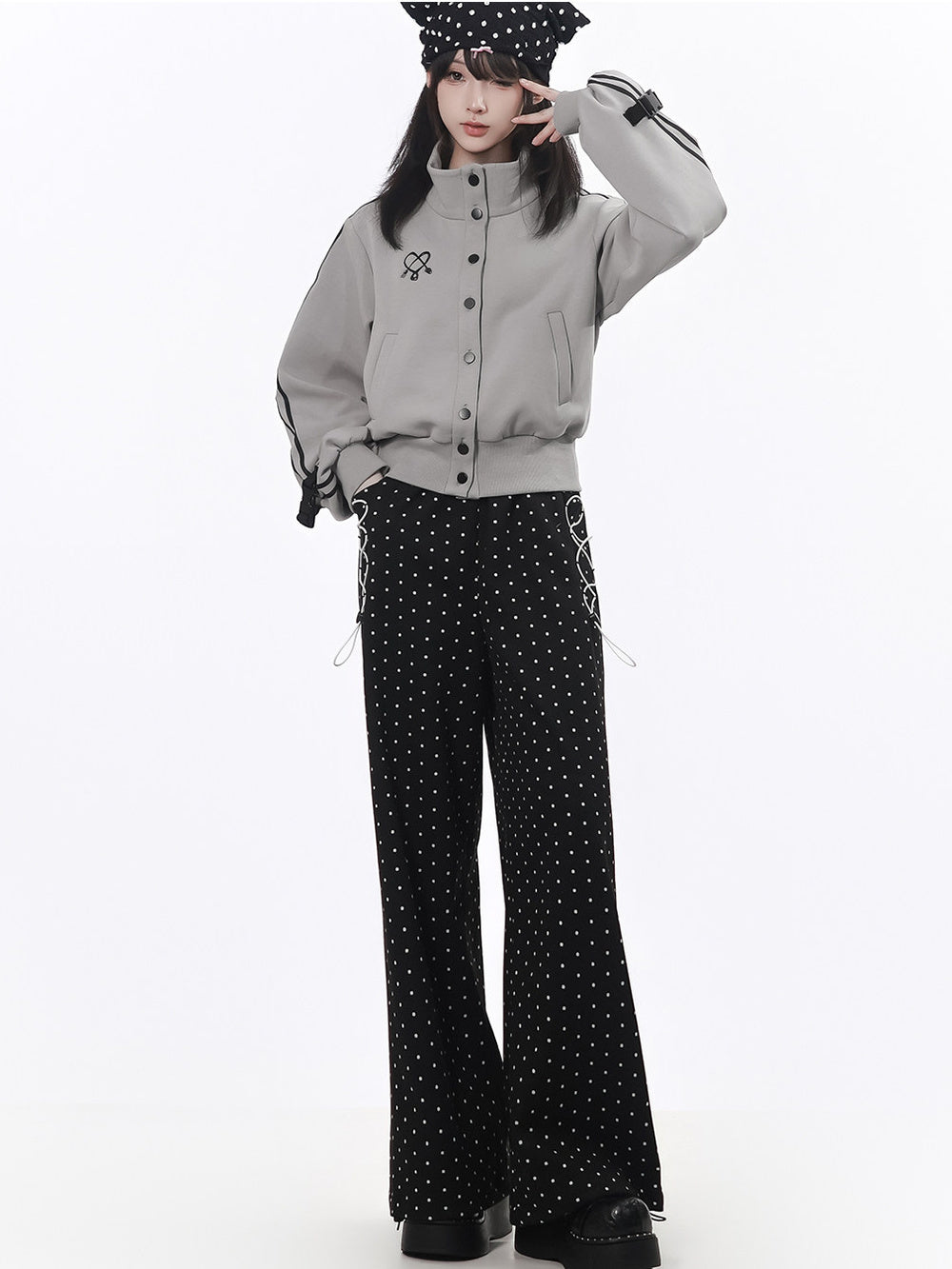 Buckle Sleeve Cropped Track Jacket