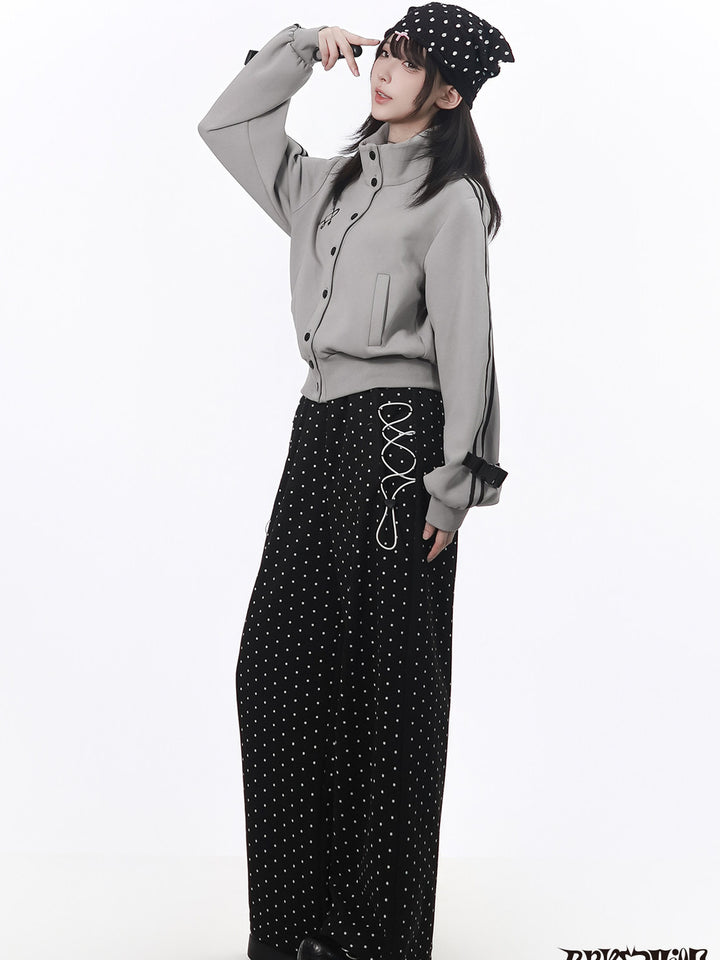 Buckle Sleeve Cropped Track Jacket