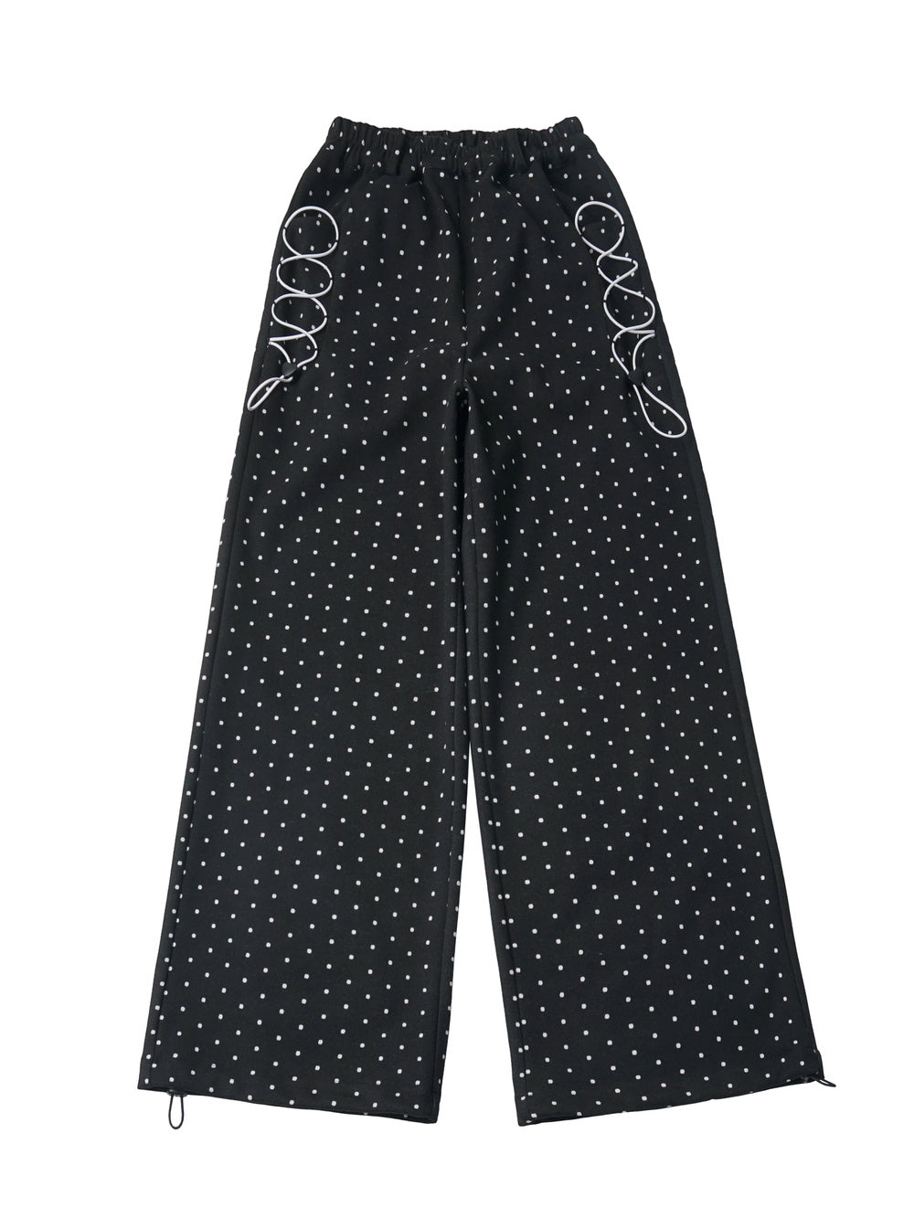 Polka Dot Lace-Up Wide Leg Pants