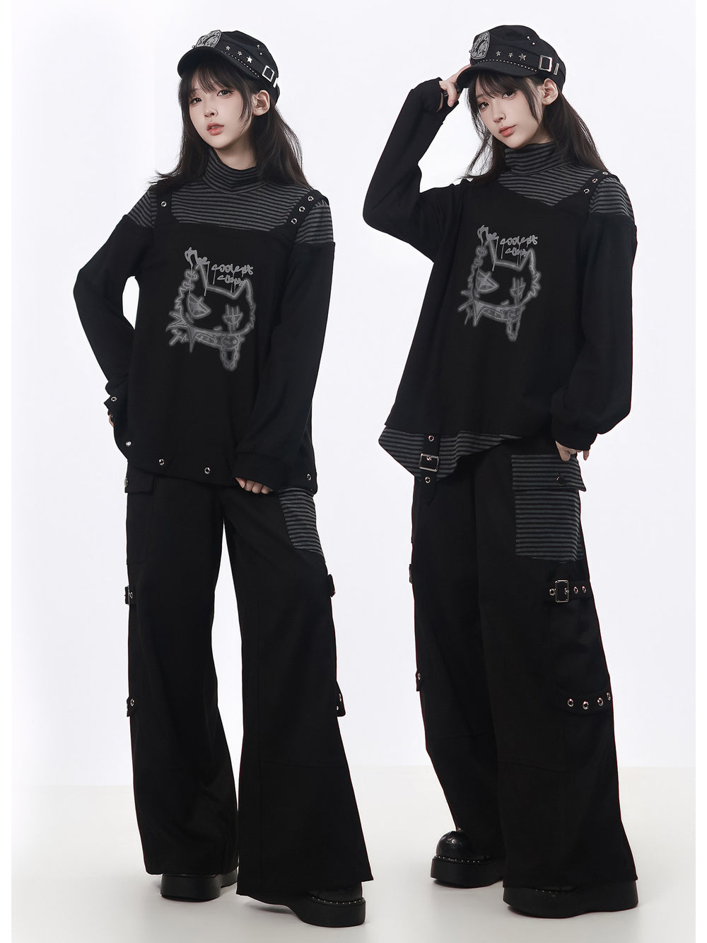 Grunge Layered Graphic Hoodie