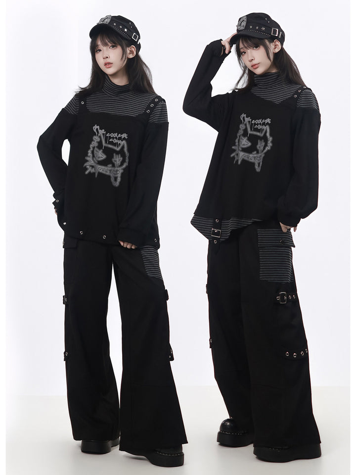 Grunge Layered Graphic Hoodie