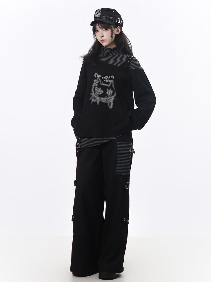 Grunge Layered Graphic Hoodie