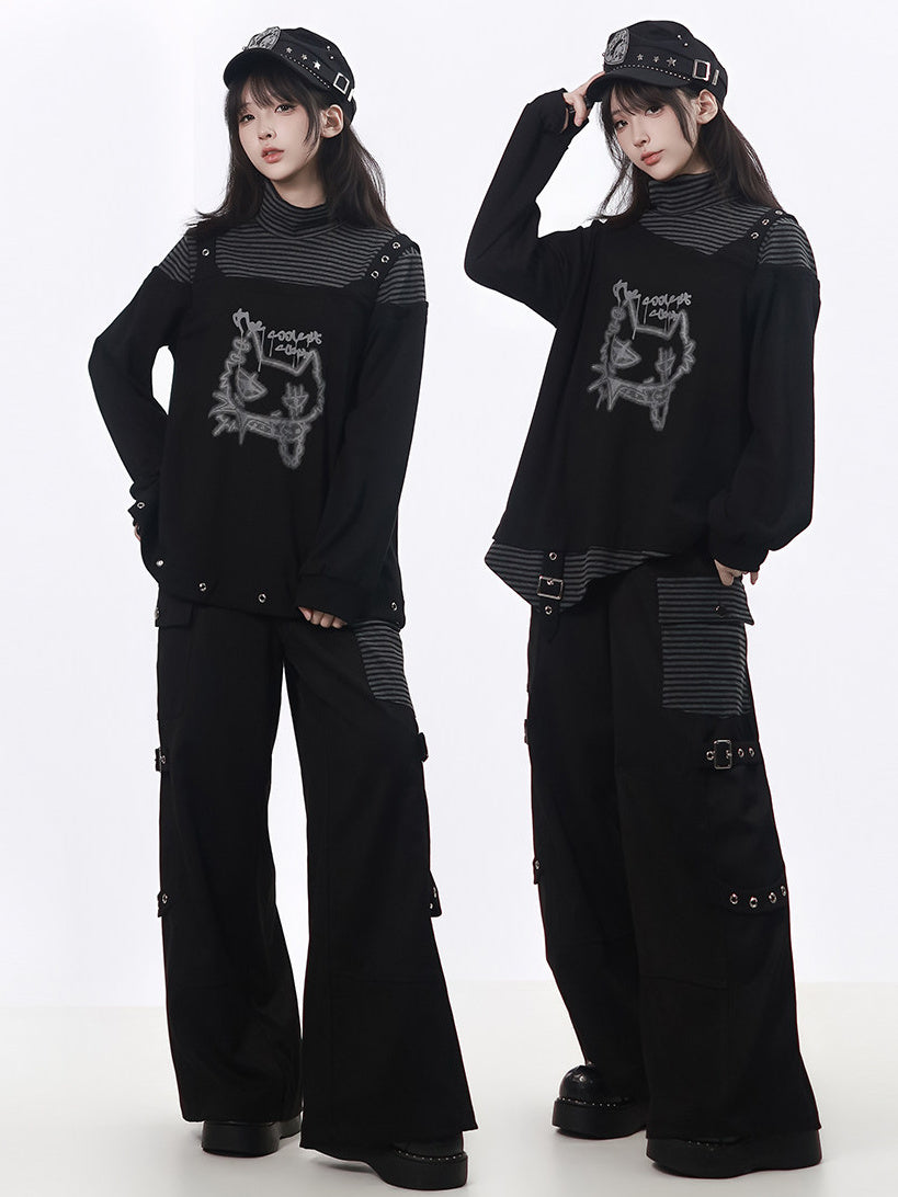 Grunge Layered Graphic Hoodie