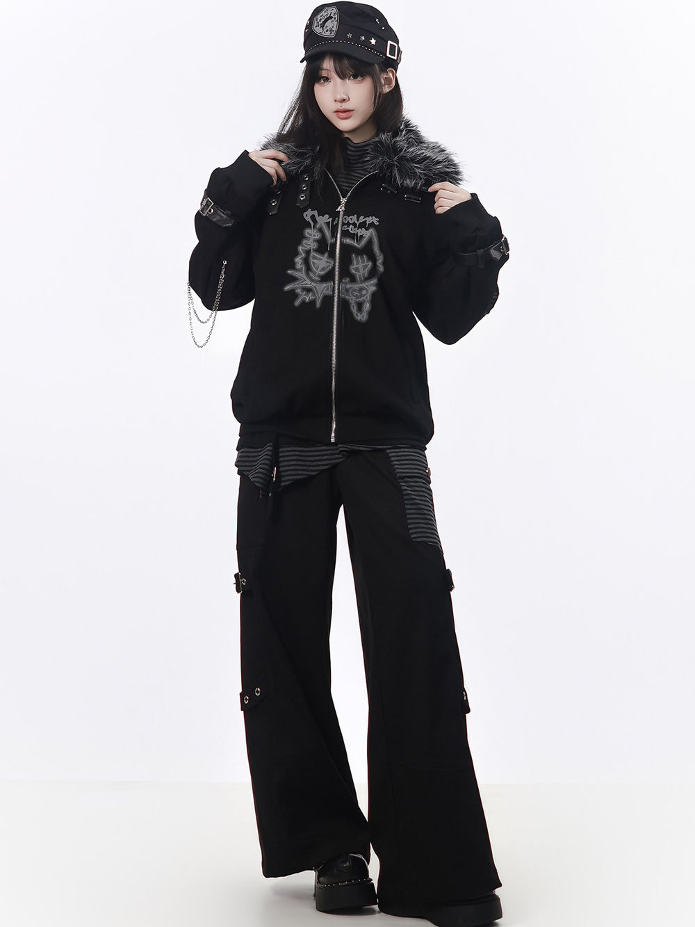 Grunge Layered Graphic Hoodie