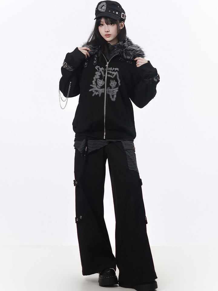 Grunge Layered Graphic Hoodie