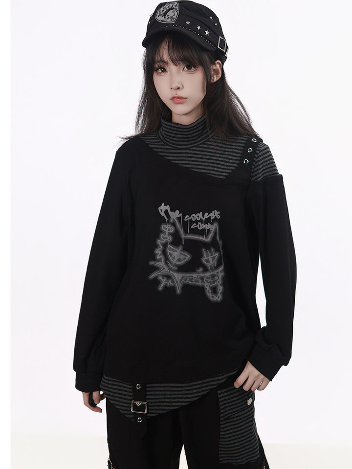 Grunge Layered Graphic Hoodie