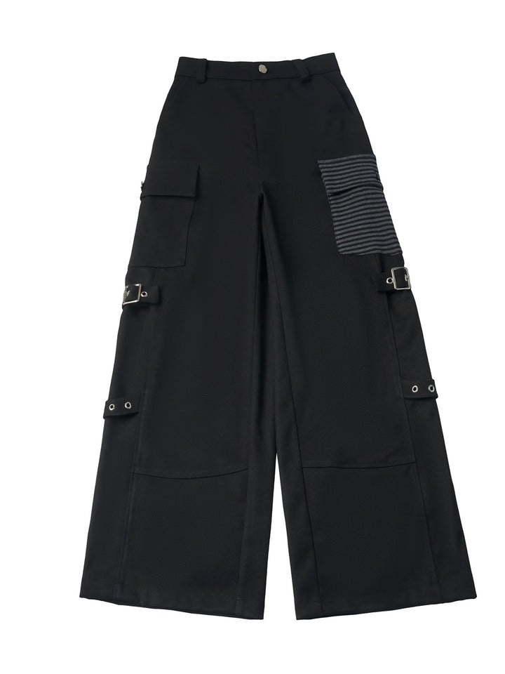 Grunge Buckle Wide Leg Cargo Pants