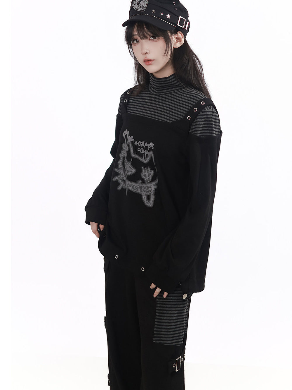 Grunge Buckle Wide Leg Cargo Pants