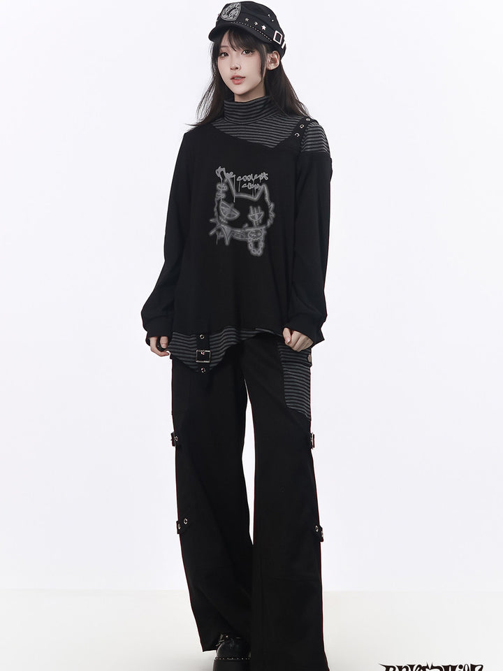 Grunge Buckle Wide Leg Cargo Pants
