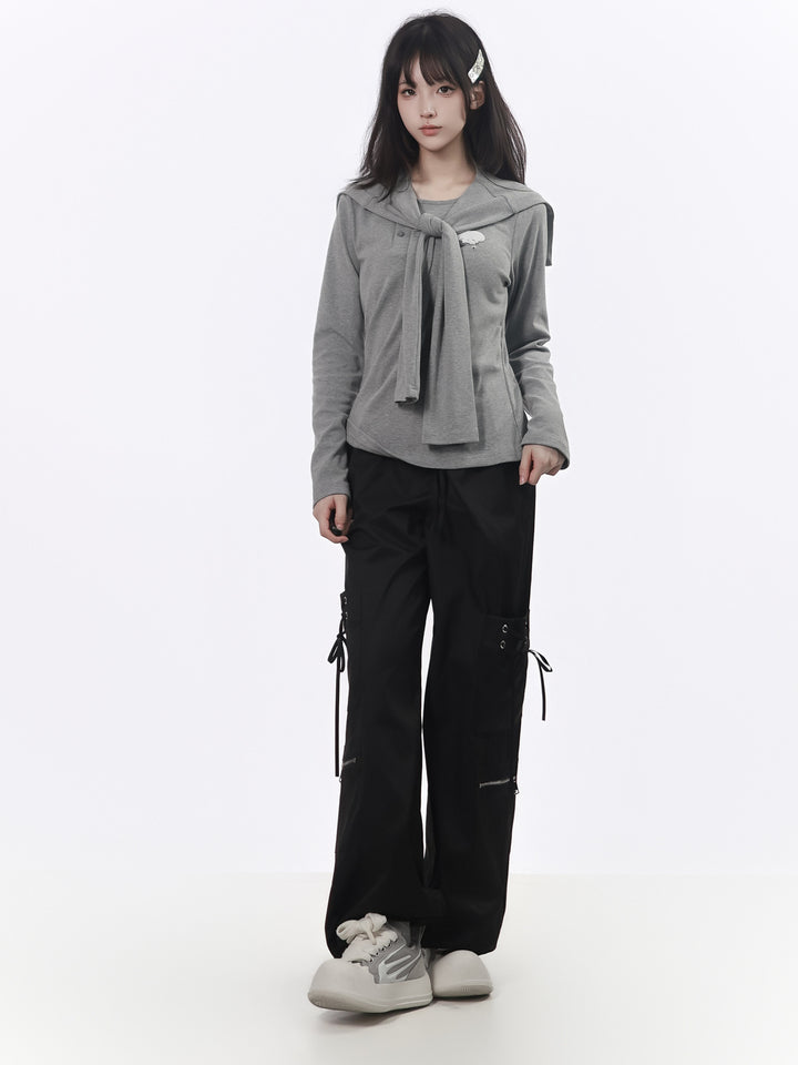 Balletcore Lace-Up Cargo Pants