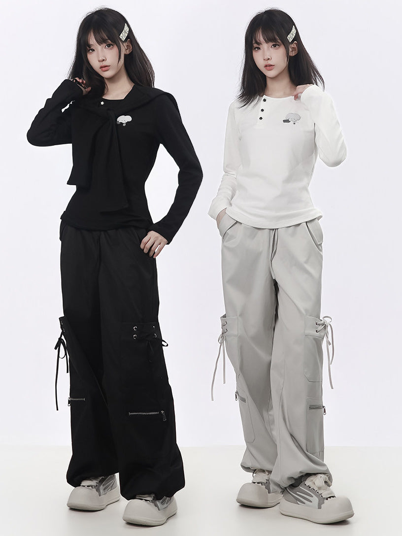Balletcore Lace-Up Cargo Pants