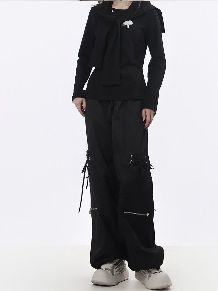 Balletcore Lace-Up Cargo Pants