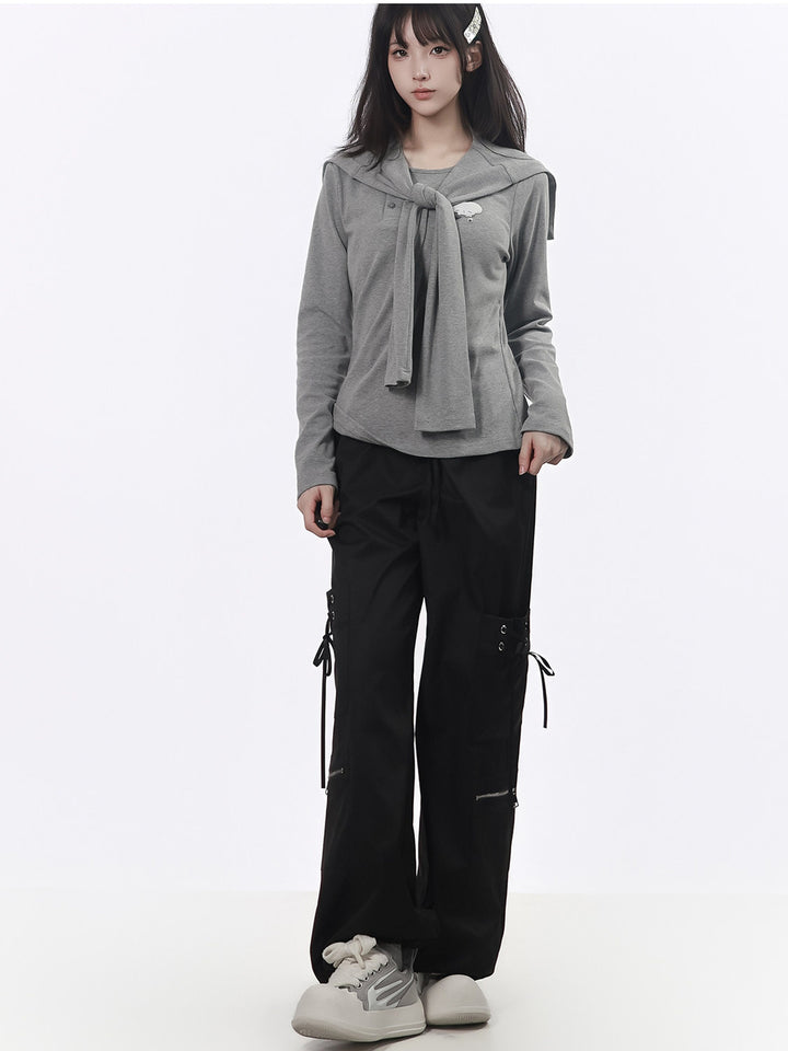 Balletcore Lace-Up Cargo Pants