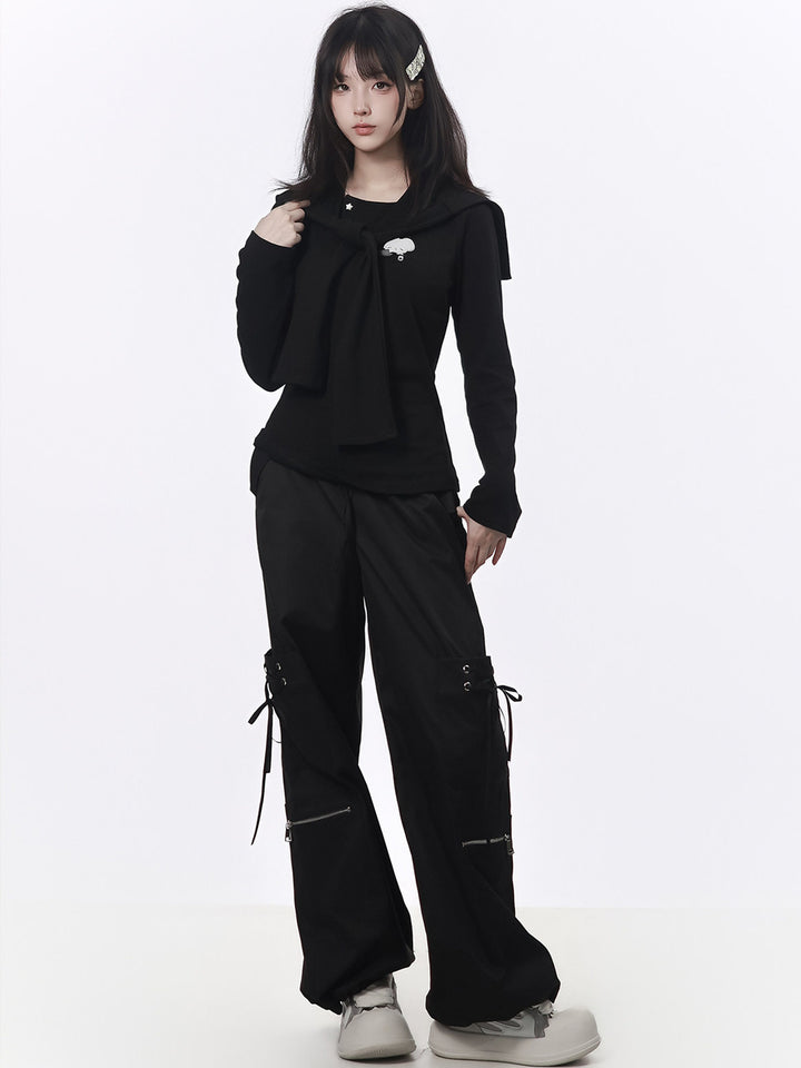 Balletcore Lace-Up Cargo Pants