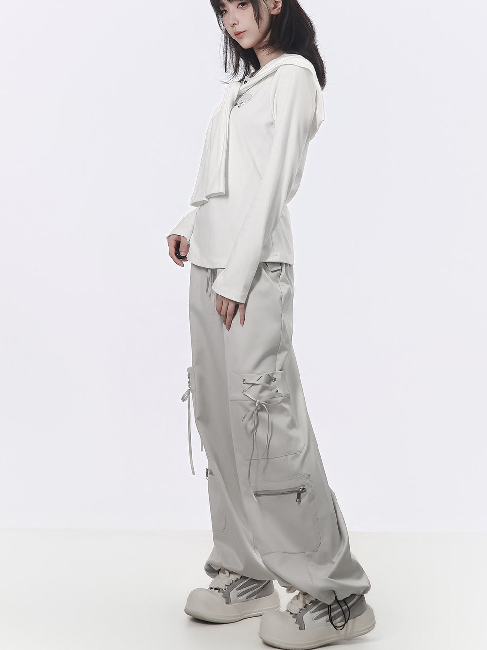 Balletcore Lace-Up Cargo Pants