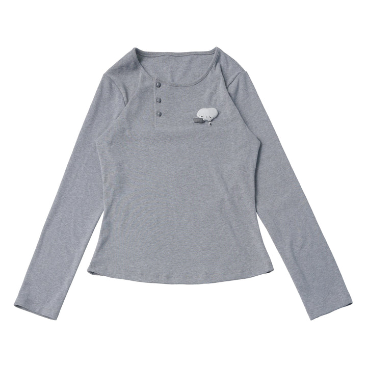 Mouse Graphic Long Sleeve Top with Shawl