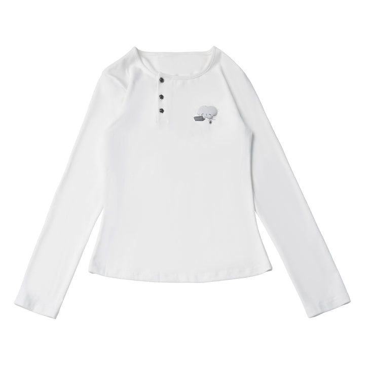Mouse Graphic Long Sleeve Top with Shawl