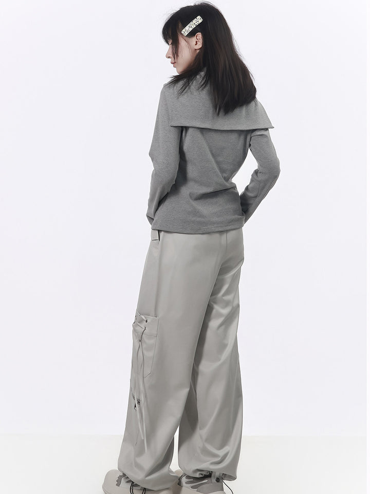 Mouse Graphic Long Sleeve Top with Shawl