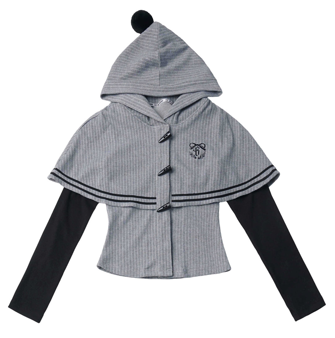 Preppy Toggle-Front Capelet Hoodie
