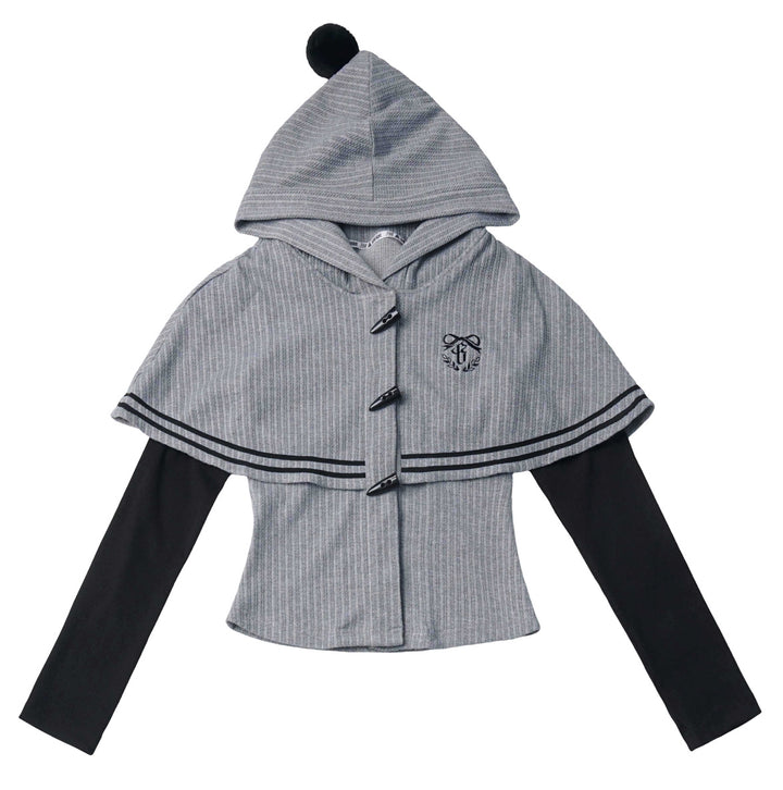 Preppy Toggle-Front Capelet Hoodie